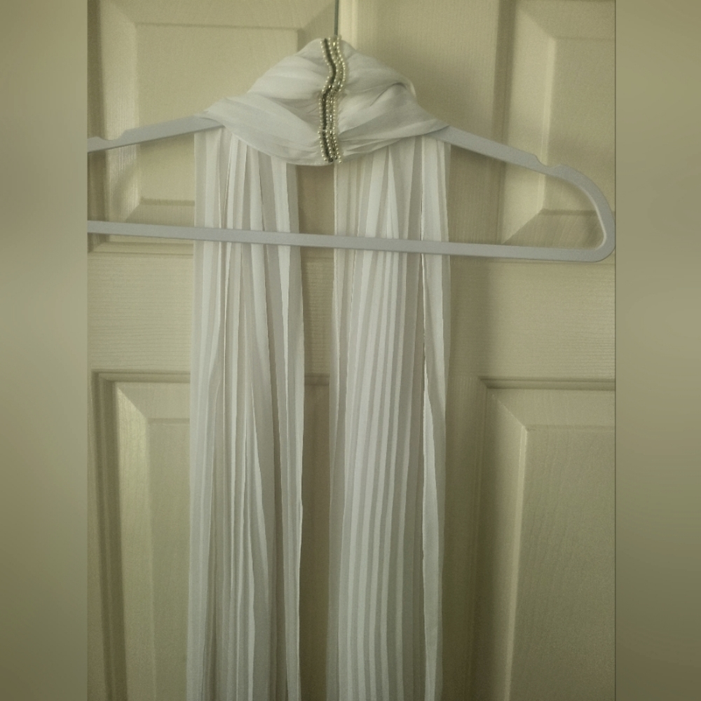Elegant White Beaded Scarf